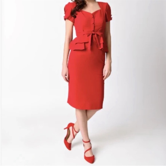 Stop Staring Dresses & Skirts - 🆕 Stop Staring “Faith” vintage inspired pinup retro peplum midi dress.